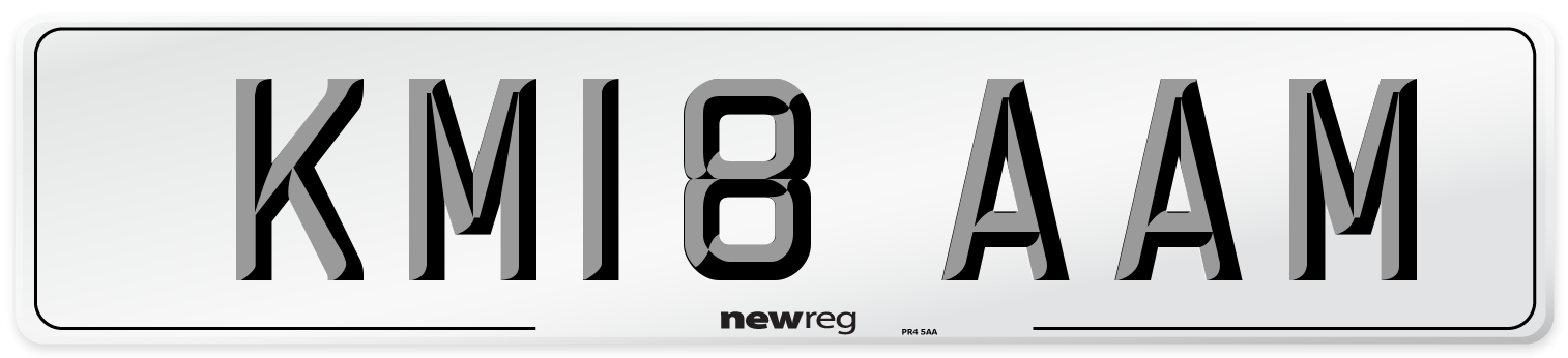 KM18 AAM Number Plate from New Reg